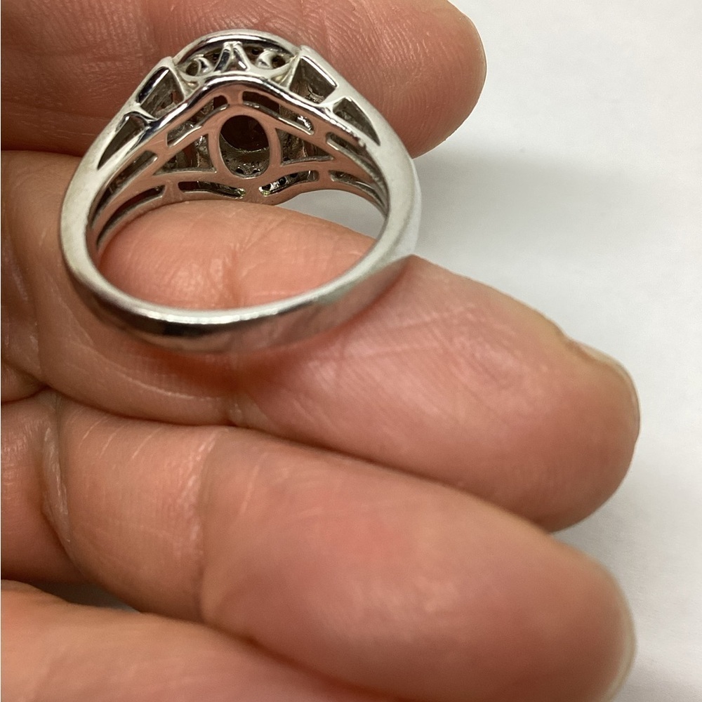 Sterling silver green gemstone ring - Picture 4 of 6